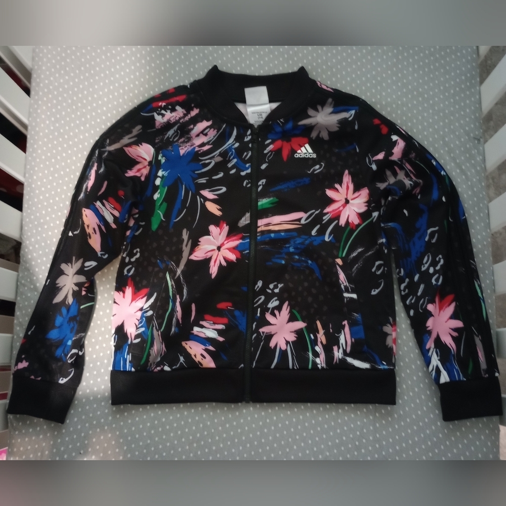 Adidas Girl's Floral Print Track Jacket L 14